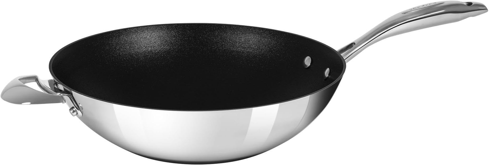 HaptIQ 12 1/2 inch Stainless Steel-Aluminum Nonstick Wok – Compatible with All Cooktops, Induction Ready, Metal Utensil Safe, Oven Safe to 500°F, Dishwasher Safe