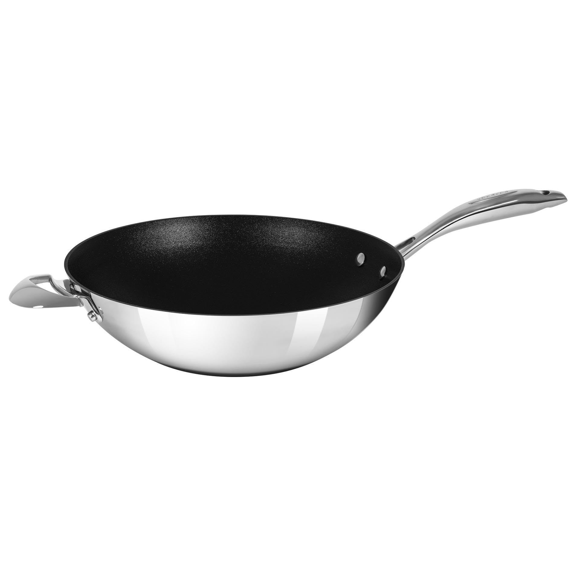 HaptIQ 12 1/2 inch Stainless Steel-Aluminum Nonstick Wok – Compatible with All Cooktops, Induction Ready, Metal Utensil Safe, Oven Safe to 500°F, Dishwasher Safe