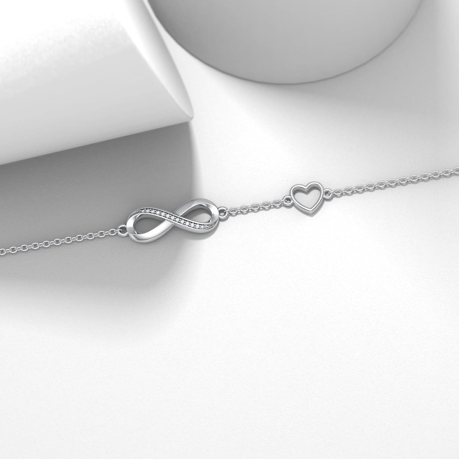 Diamond Infinity Heart Bracelet for Women 925 Sterling Silver Infinity Link Bracelet Mother's Day Christmas Jewelry Gifts for Mom Wife Girlfriend Her - Image 4