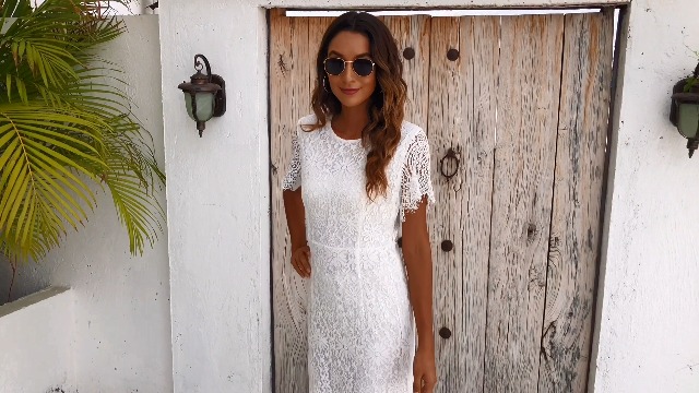 knee length dresses for ladies Midi Lace Formal Cocktail Dress and Prom Dress The Dress Outlet 1349