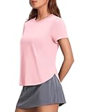 Workout Tops for Women UPF 50+ Yoga Shirts Short Sleeve Athletic Tops with Side Slits Running Gym Tee Top Loose Fit