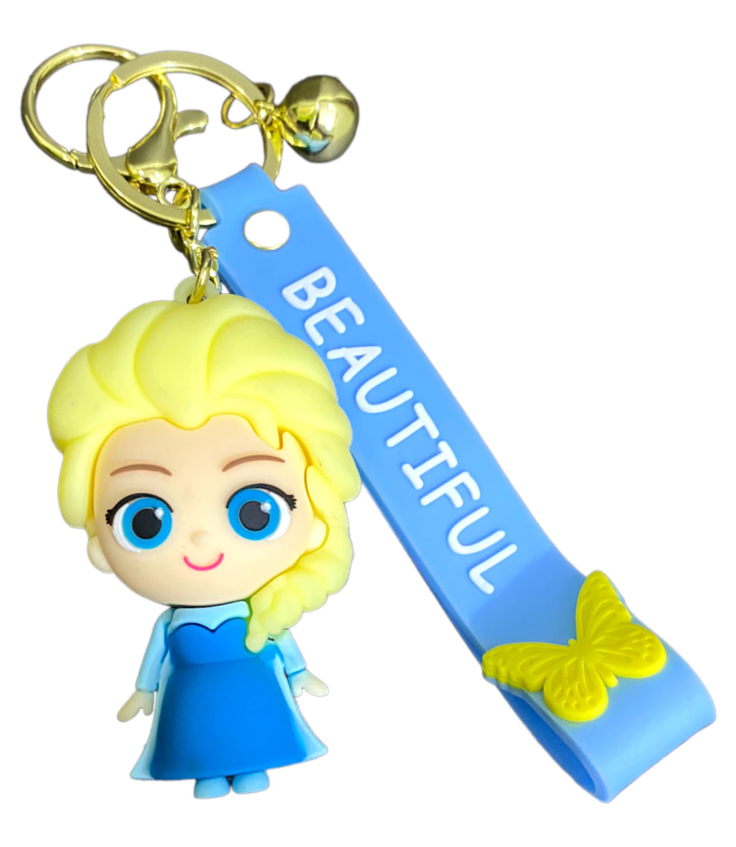 WOW Keychains Silicone Elsa Frozen Princess Character Keychain, Multicolour (Pack of 1)