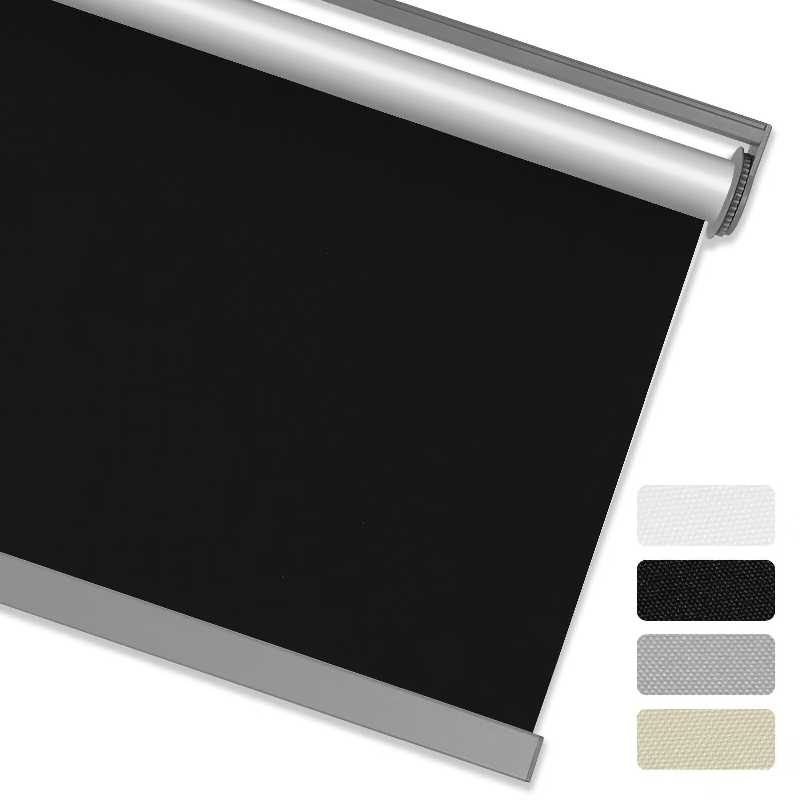 MYshade Free-Stop Cordless Roller Shades for Windows Room Darkening Roller Shades & Blinds Same Color Both Sides Fabric Pull Down Shades for Home Office Indoor Easy to Install Black(30" W X 72" H)