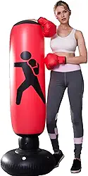 Saco de pancadas para crianças adultas, bolsa de boxe inflável independente para serviço pesado, mulheres, homens, equipamento de treinamento, exercício, boxe, saco de pancadas em pé (vermelho).