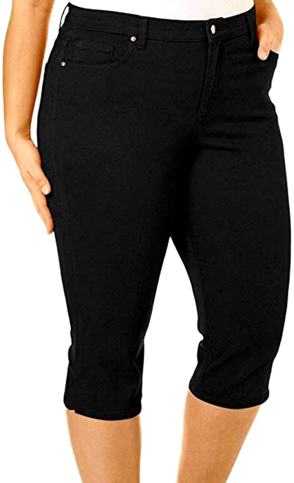 1826 Jeans / Sweet Look Womens Plus Size Twill Cotton Stretch Capri Pants Solid Colors