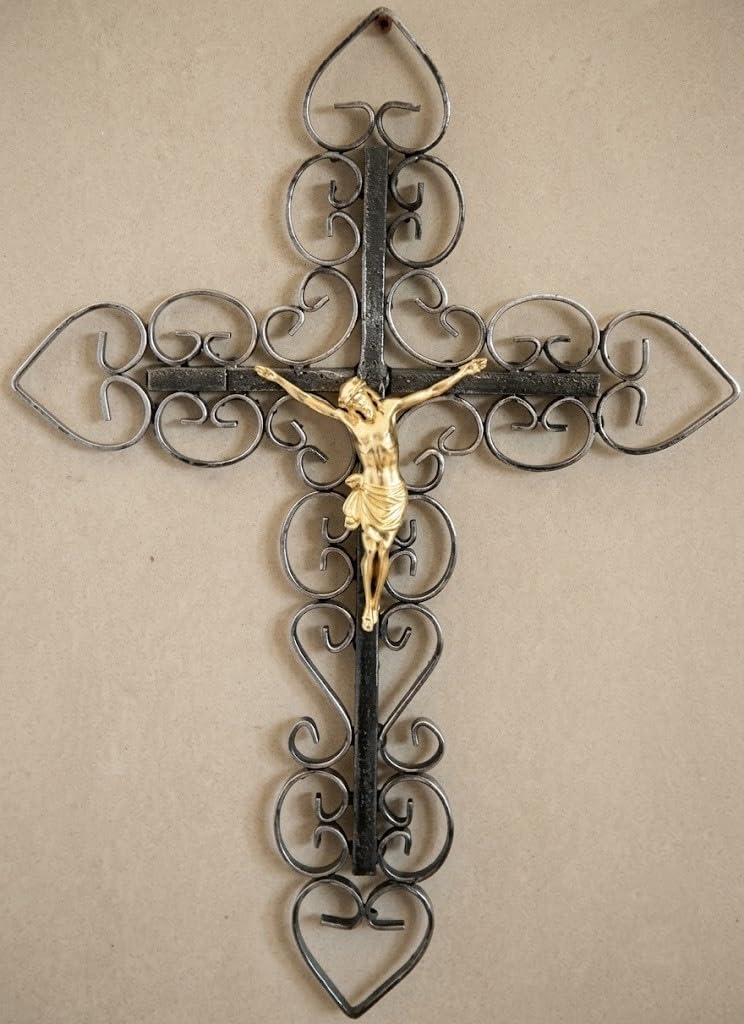 Crocifisso da parete in ferro battuto lavorato a Mano Cristo Gesù