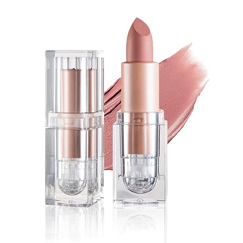 Lápiz labial mate nude aterciopelado, brillo de labios, no se decolora, no pegajoso, lápiz labial color nude, tinte de labios mate, de larga