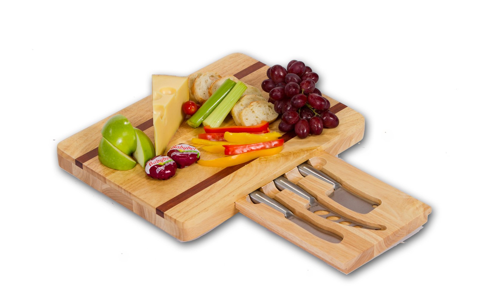 Picnic Plus Arezzo Wooden Cheese Board With 3 Stainless Steel Cheese Knives