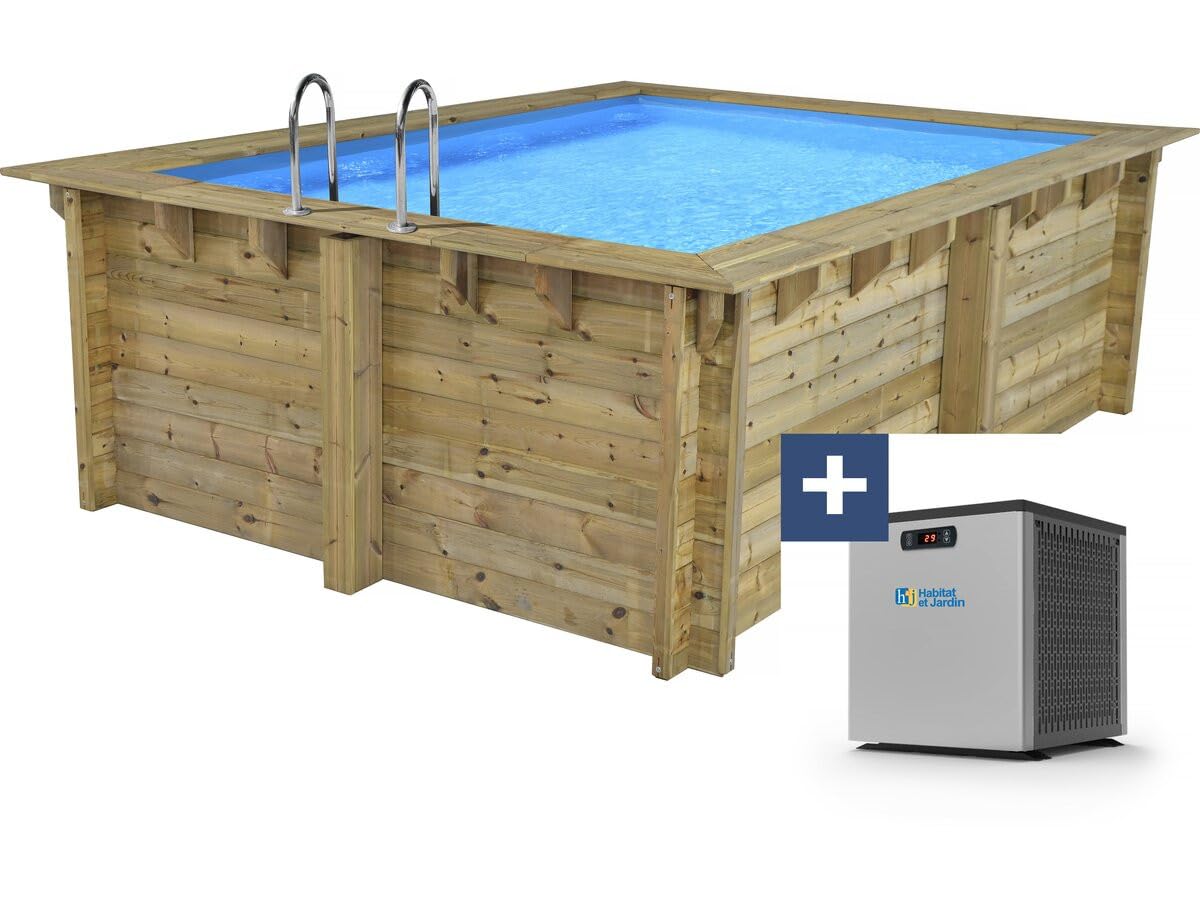 Piscine Bois Rectangle Caimans 140" - 4.10 x 3.00 x 1.39 m + Pompe à Chaleur 3.5 KW/h