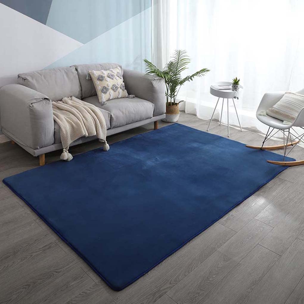 新200cm*250cm ラグ ネイビー 薄手 カーペット Amazon | Foxace カーペット ネイビー 長方形 200x250㎝ 無地 シンプル