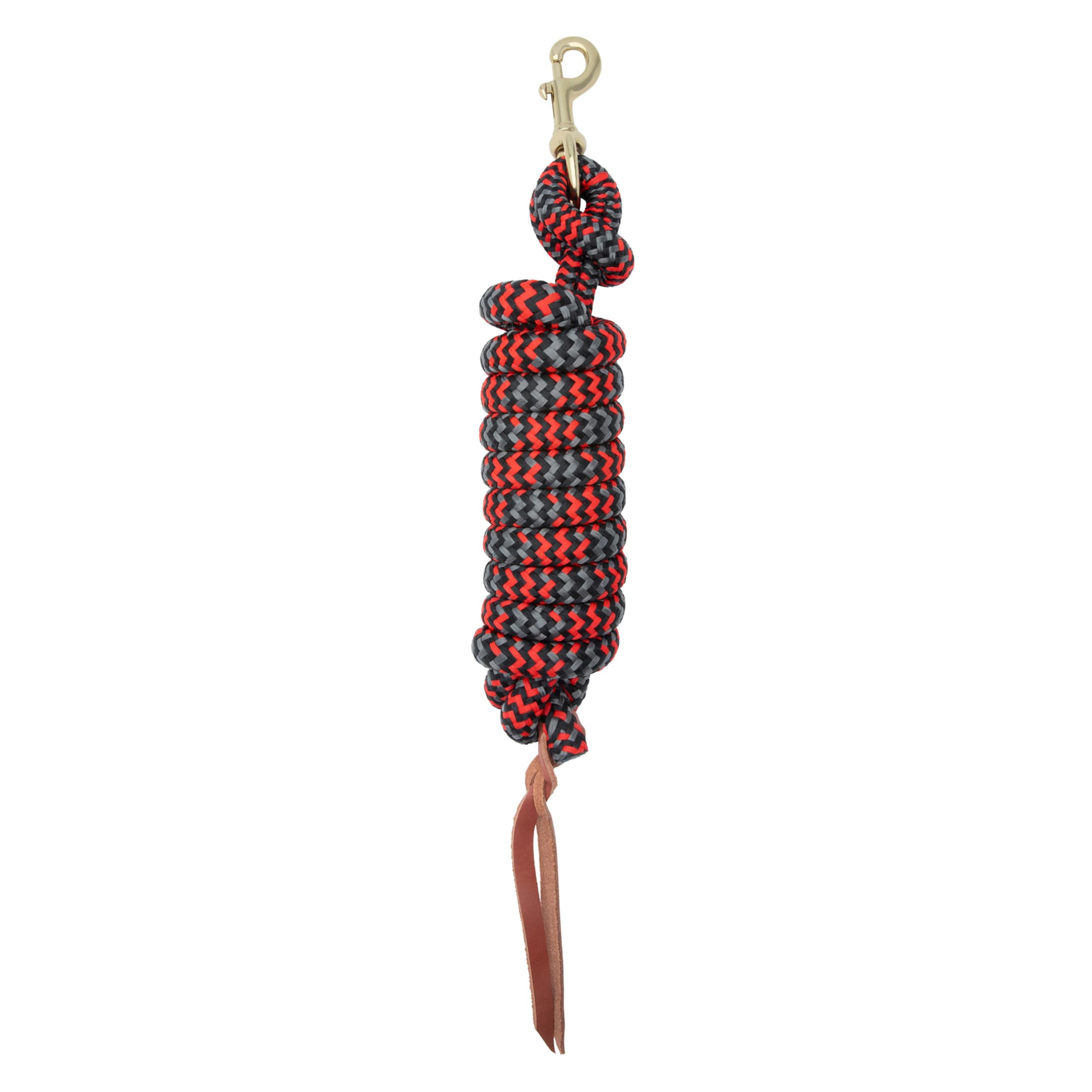 Weaver Leather Poly Cowboy Lead with Snap, 5/8" x 10',Black/Red/Gray - Image 3