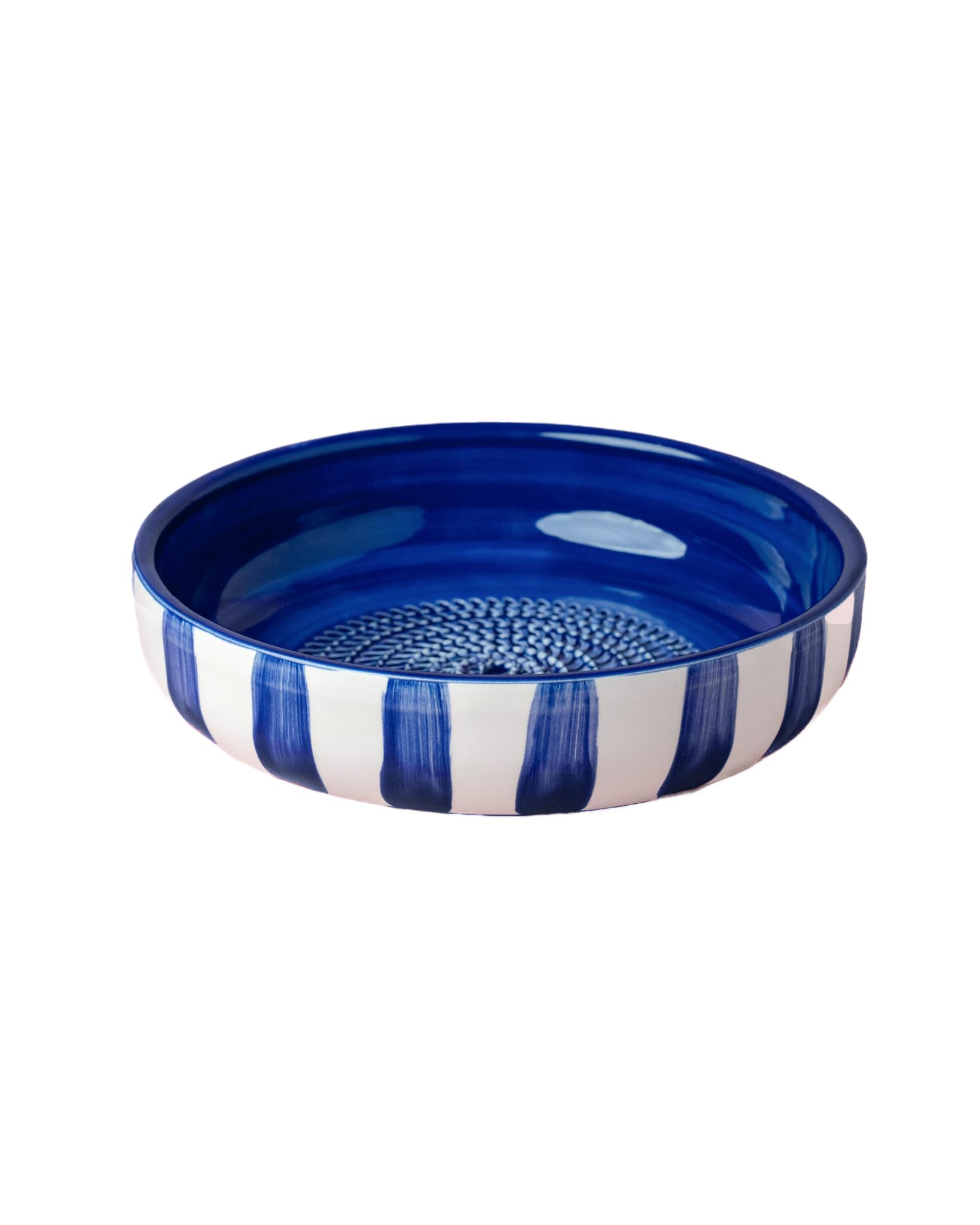 Plato Rallador Cerámica Hecho A Mano Diseño Decorativo Utensilio Cocina Arte Funcional Vajilla Artesanal (Costa Azul, Grande)