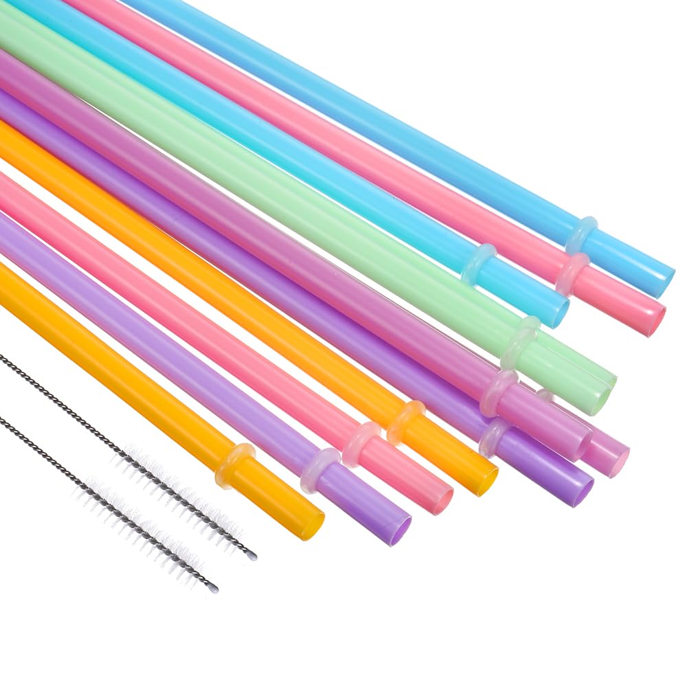 Tritan Hard Plastic Reusable Straws With Cleaning Brush,10.5 In Long...