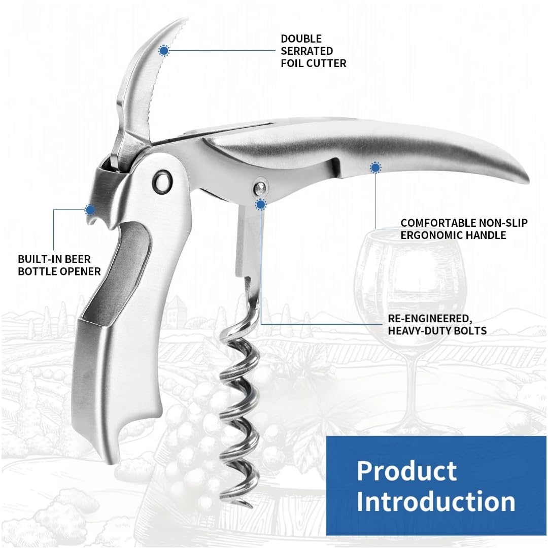 ELMWAY VinoLux Series All-Stainless Steel Waiter’s Friend Corkscrew - Image 2