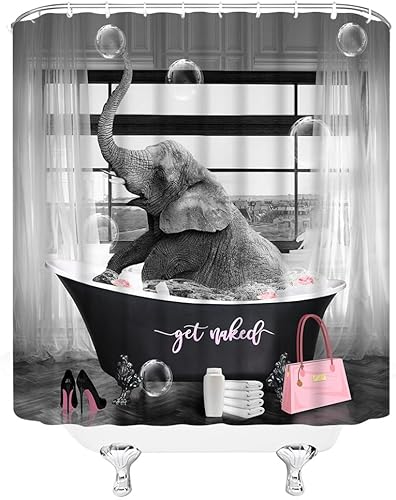 Miniatura 7 de Divertida cortina de ducha de vaca de las tierras altas de la moda bañera burbuja vaca animal rosa bolsa de tacones altos cortina de baño tela con