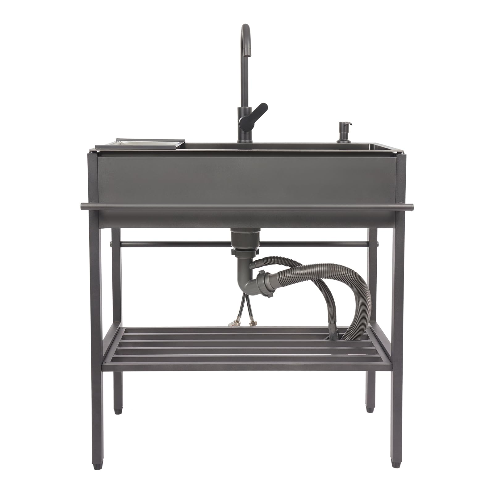 Évier de cuisine en acier inoxydable noir 80 cm au design contemporain