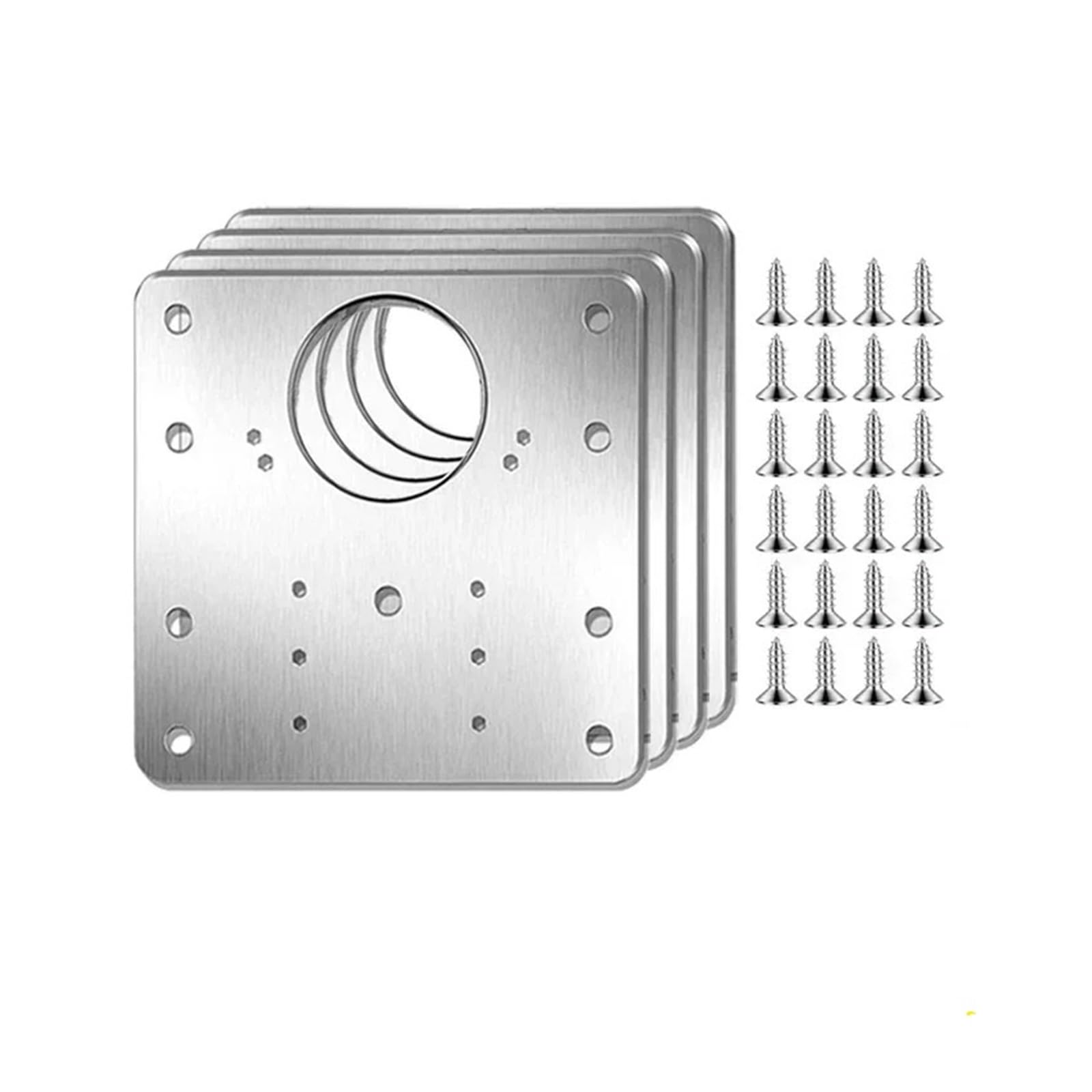 Hinge Repair Plate Square Cabinet Hinge Repair Plates Stainless Steel Door Mounting Plate with Hole and Screws for Furniture Cupboard(A- 4sets)