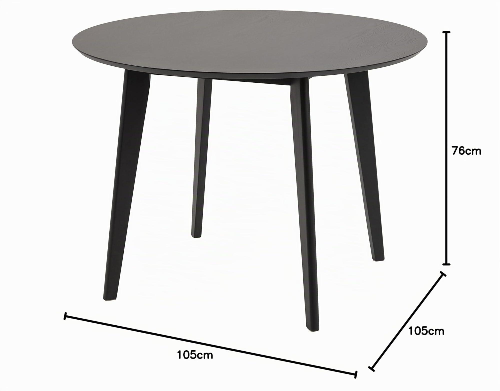 AC Design Furniture Roxanne Mesa De Comedor, Negra, Chapada En Roble/Madera De Caucho, lar.: 105 × an.: 105 × al.: 76 cm, 1 pza.