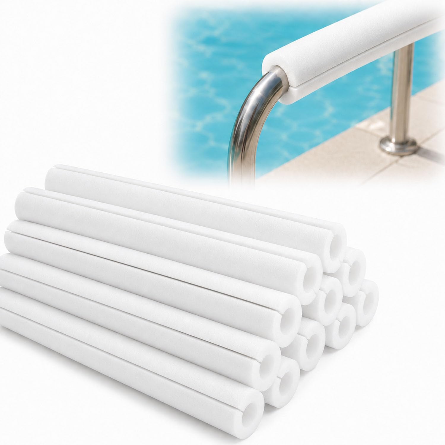12 Pcs 15.7" Clamp Foam Tube, 1.77 Inch OD, 0.98 Inch ID Clamp-On Foams Protection, Foams Pipe Insulation Clamp for Table Legs Edge Protection, Pool Noodles (Pre-Slit)