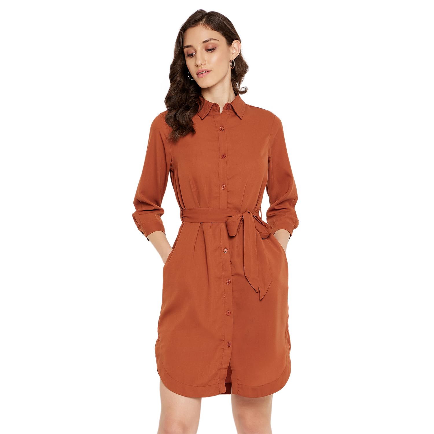 Jack & Jones Madamee Women Rust Collared Shirt in rust