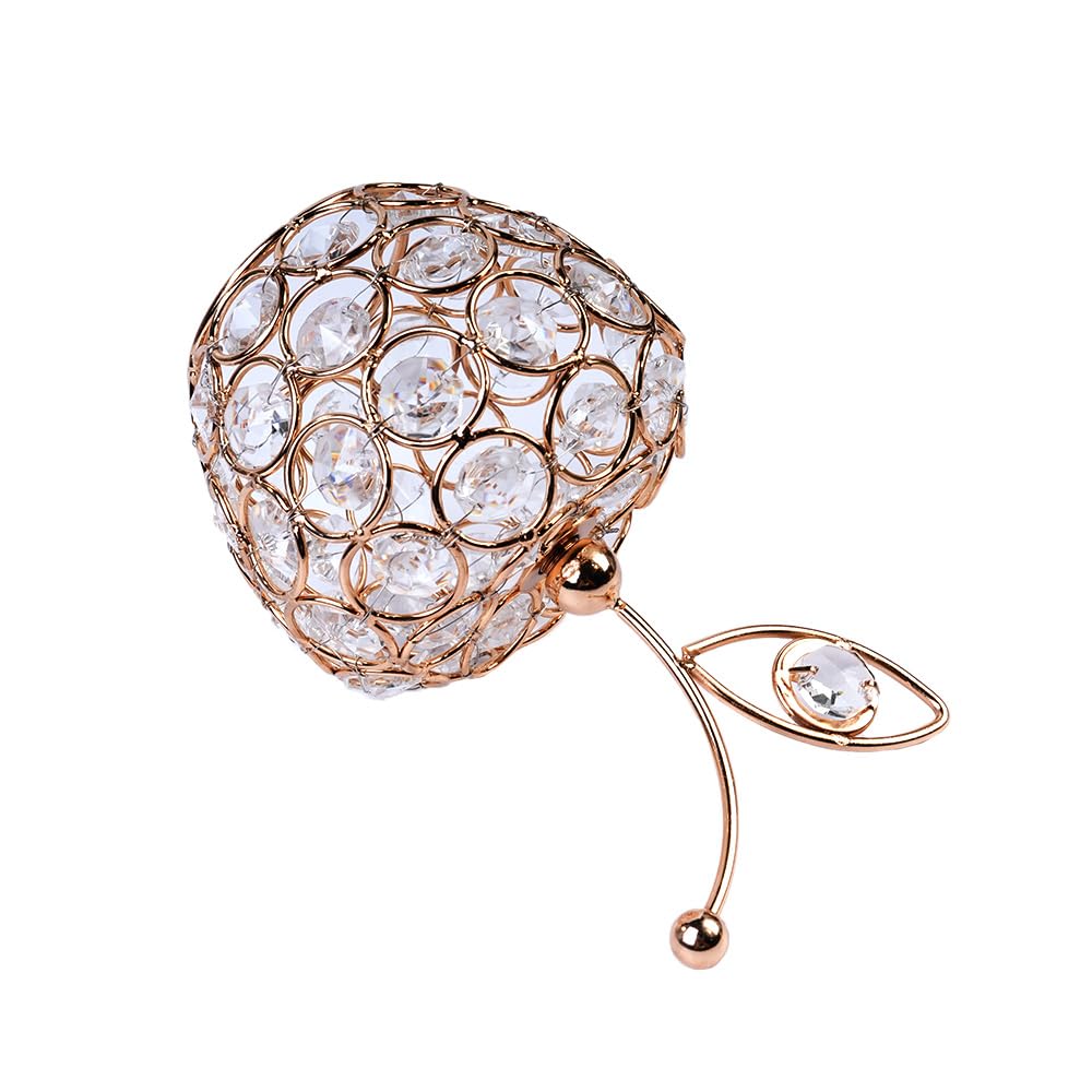 Adorno de fruta con forma de manzana de cristal brillante, escultura de fruta artificial, decoración de centro de mesa para mesa de comedor en casa, boda, fiesta de cumpleaños (dorado)