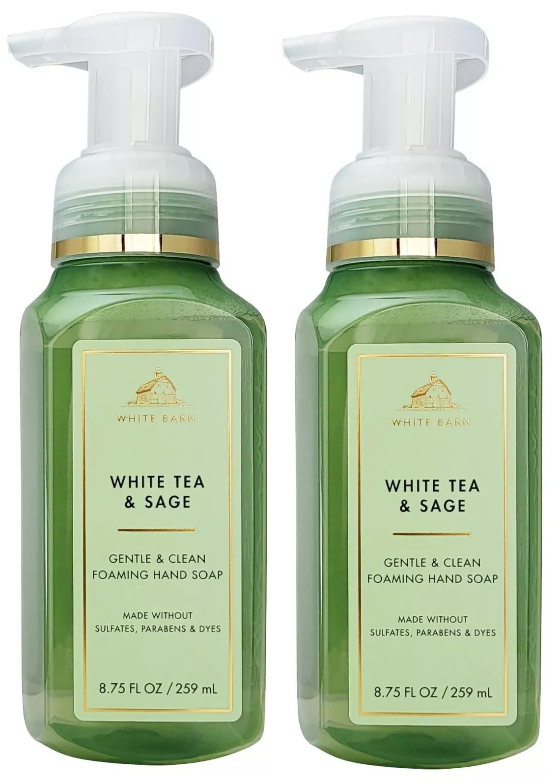 Bath & Body WorksBath and Body Works White Tea & Sage Gentle Foaming Hand Soap 8.75 Ounce 2-Pack (White Sage) 17.5 Ounce