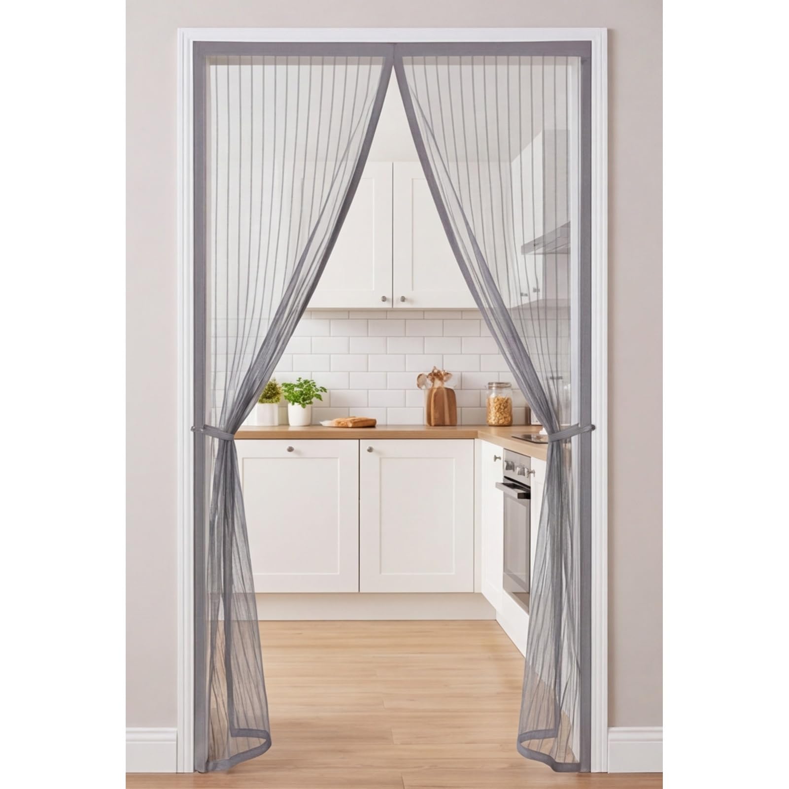 Yxrs Grey Magnetic Screen Door 141 X 178 Cm Full Frame Magic Tape Kid And Pet Friendly Fly Insect Screen Door With Powerful Magnets Keeps Bugs Out Easy To Install Without Drilling,