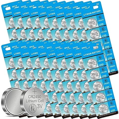CR2450 Lithium Battery 3 Volt 600mAh Coin Button Cell 100 Pack Cover