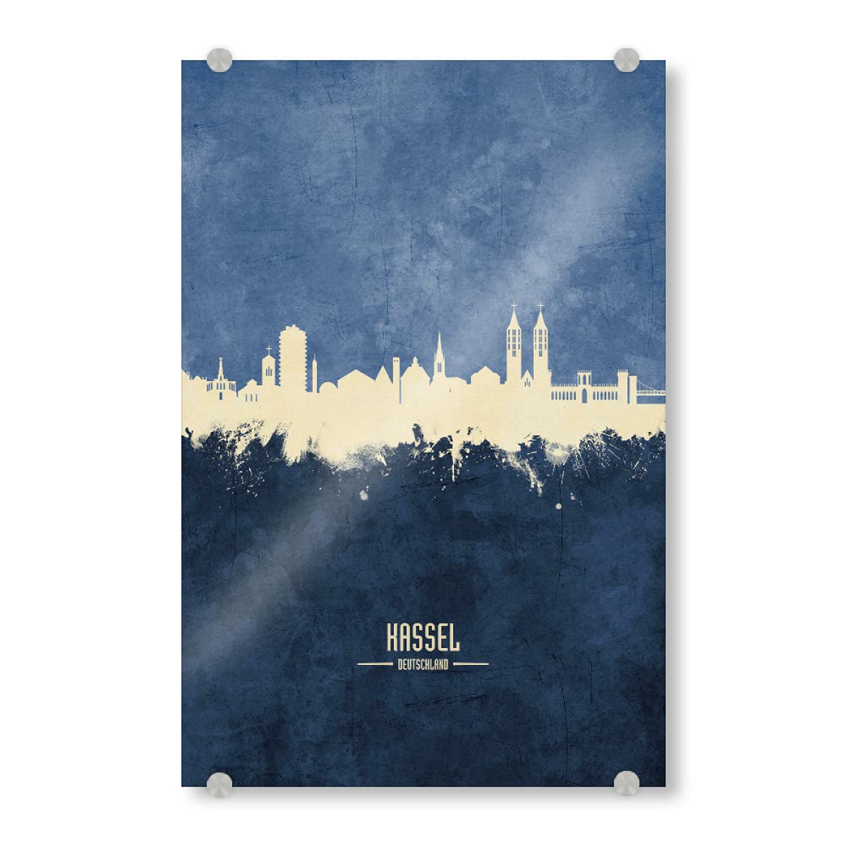 artboxONE Acrylglasbild 60x40 cm Städte Kassel Germany Skyline Navy - Bild Kassel Cityscape Deutschland