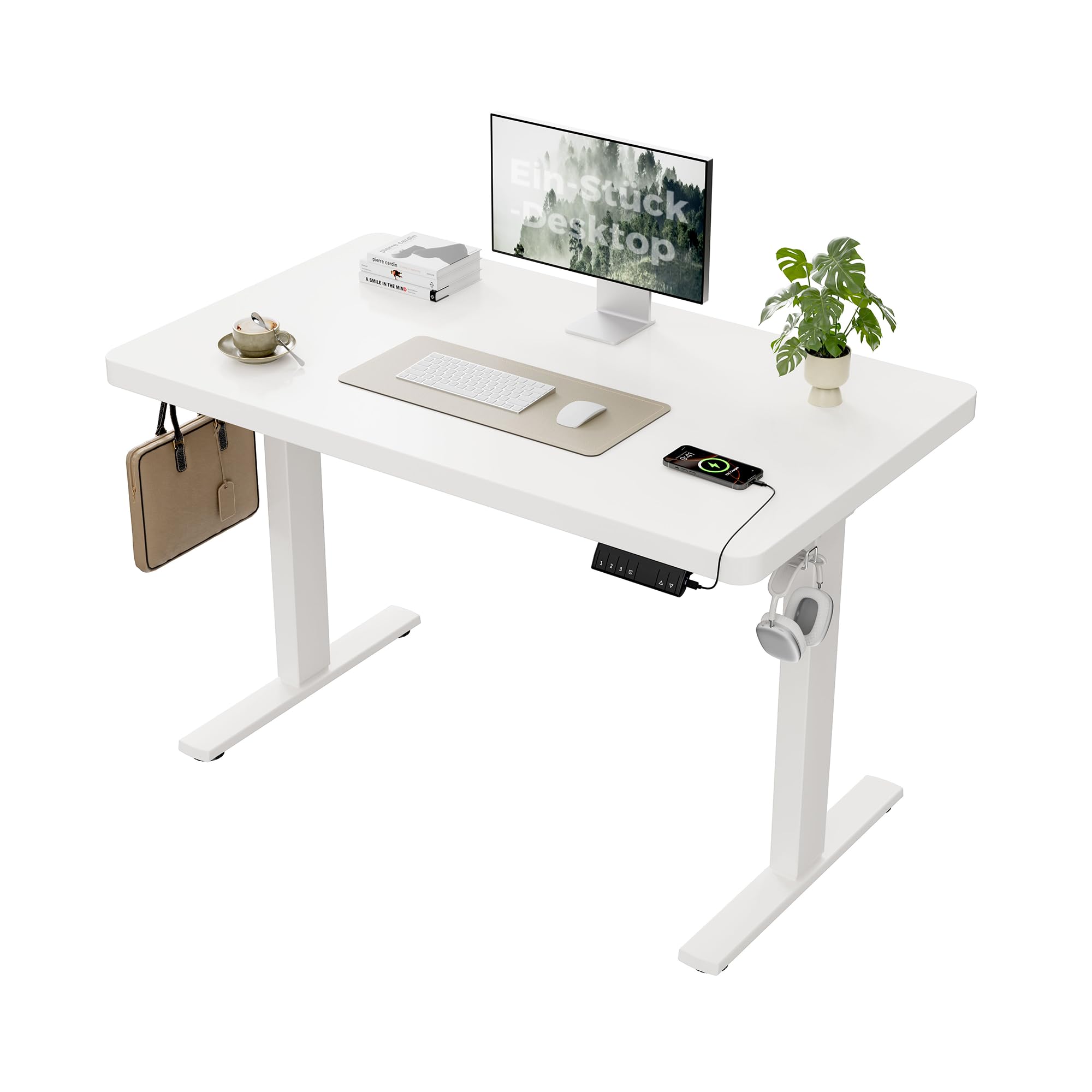 Agilestic Höhenverstellbarer Schreibtisch 120x60cm, 28MM Ganze Tischplatte mit 2 Starken Motoren, Ergonomischer Steh-Sitz Tisch Stehpult mit 3 Memory-Steuerung, Einfache Montage für Homeoffice(Weiß)