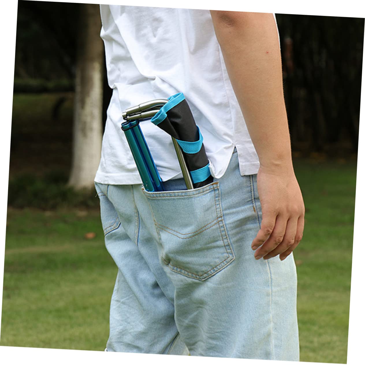 Sgabello Pieghevole da Campeggio Portatile Blu in Lega di Alluminio | Tessuto Oxford, Borsa per Trasporto, per Giardino e Hiking, Vacanze Estive