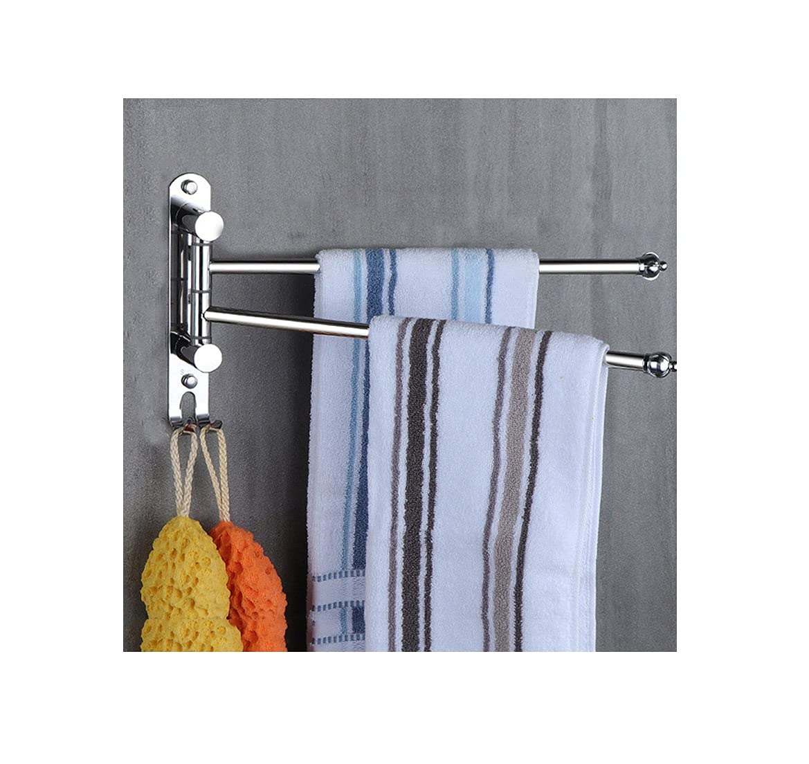 Porte-serviettes swing out en acier inoxydable à 2 barres pivotantes pour salle de bain