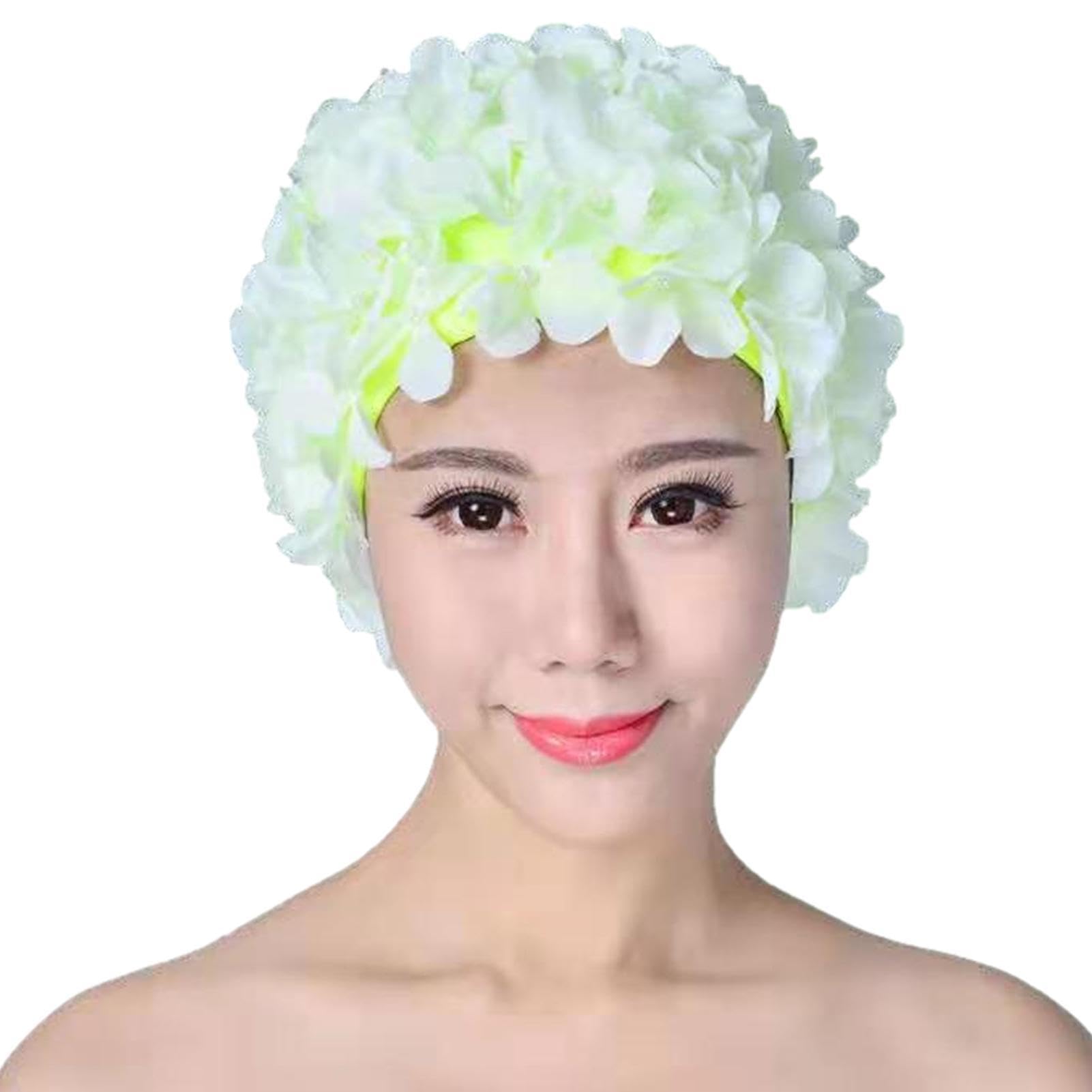 Buerfu Flower Swim Cap | Stylish Floral Caps, Flower Swim Cap for Women - Retro Bathing Caps for Long/Short Hair, Swimming Hat for Swimming Pool Beach Vacation