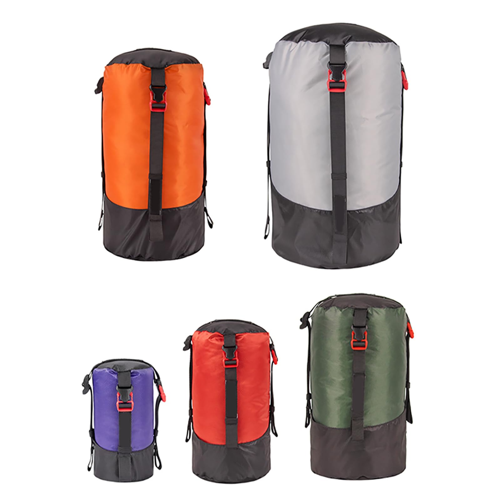 Ultraleichter Kompressionssack Zum Wandern, 5-teiliger Polyester-Kompressionssack mit Starken Kompressionsriemen, Ideal für die Aufbewahrung Großer Schlafsäcke, Schnelle Aufbewahrung und
