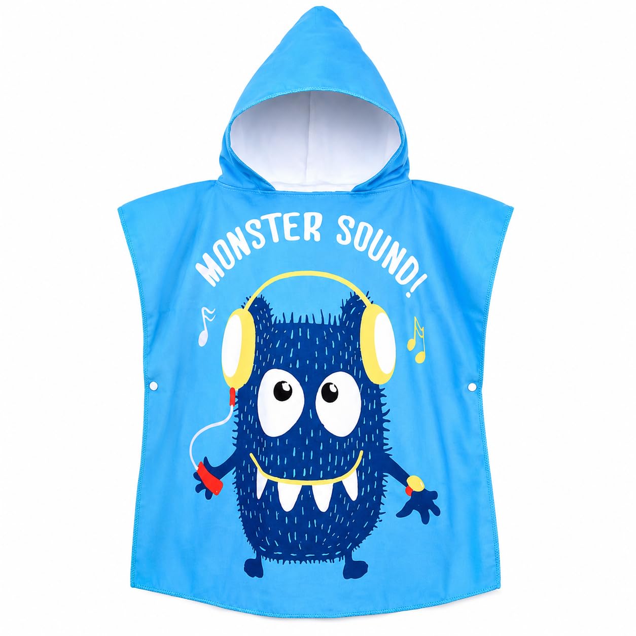 Archival Kids Hooded Microfiber Towel Poncho – Beach & Bath Towels Ultra-Absorbent Swim Towel with Fun Cartoon Prints Lightweight & Lightweight & Sand-Repellent (Blue Monster, 60 X 120 cms)