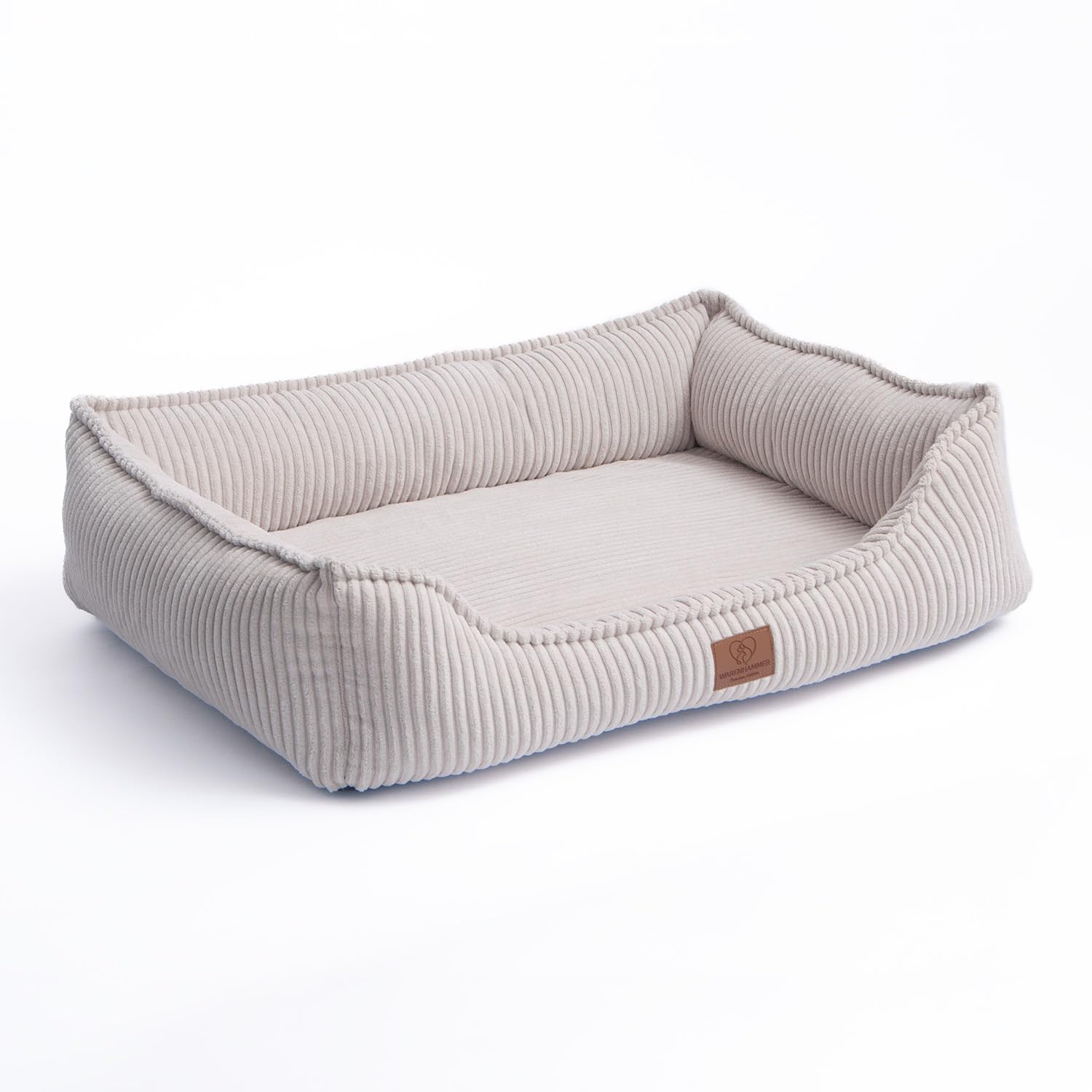 Orthopädisches Hundebett aus Cord, Waschbar, mit Wasserdichtem Innenbezug, für Große und Mittelgroße Hunde, Beige (L)