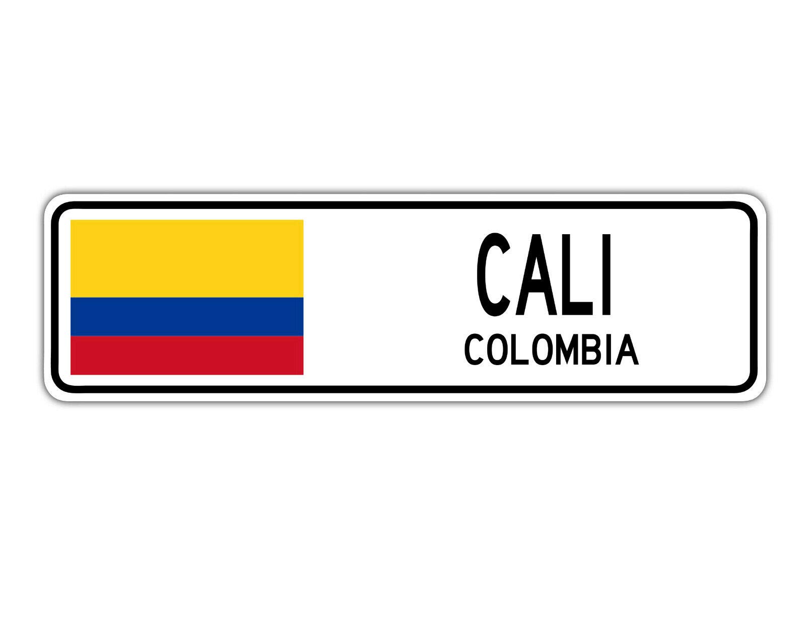 Biopracess Warningsigna11725 New Cali Colombia Street Sign Colombian Flag City Country Road Wall Street Sign 4X16 Inches