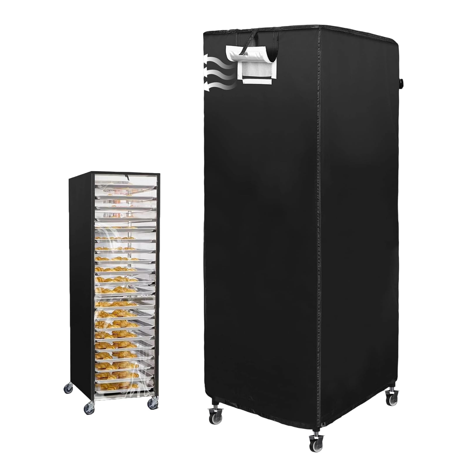 Stikkenwagen-Abdeckung - PVC 58x71x163cm | Staubdicht Wasserdicht Mit Reißverschluss | Reißverschluss-Hülle Für Backblechwagen - Für Küche Buffet Bäckerei