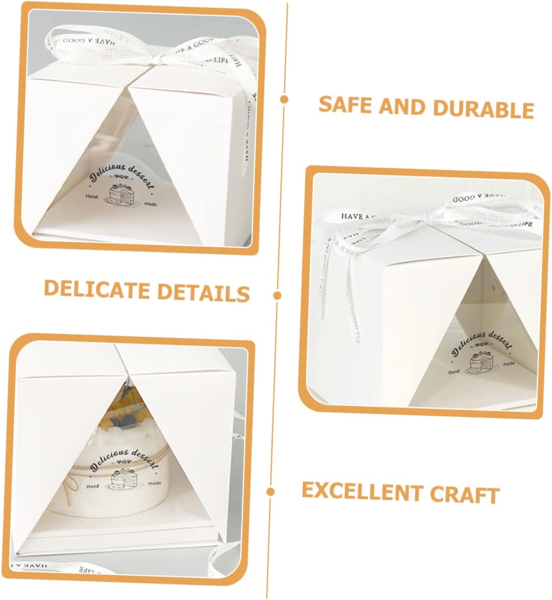 Cake Boxes Portable 8-inch Cake Carrier Handle Translucent Cake Packaging Box