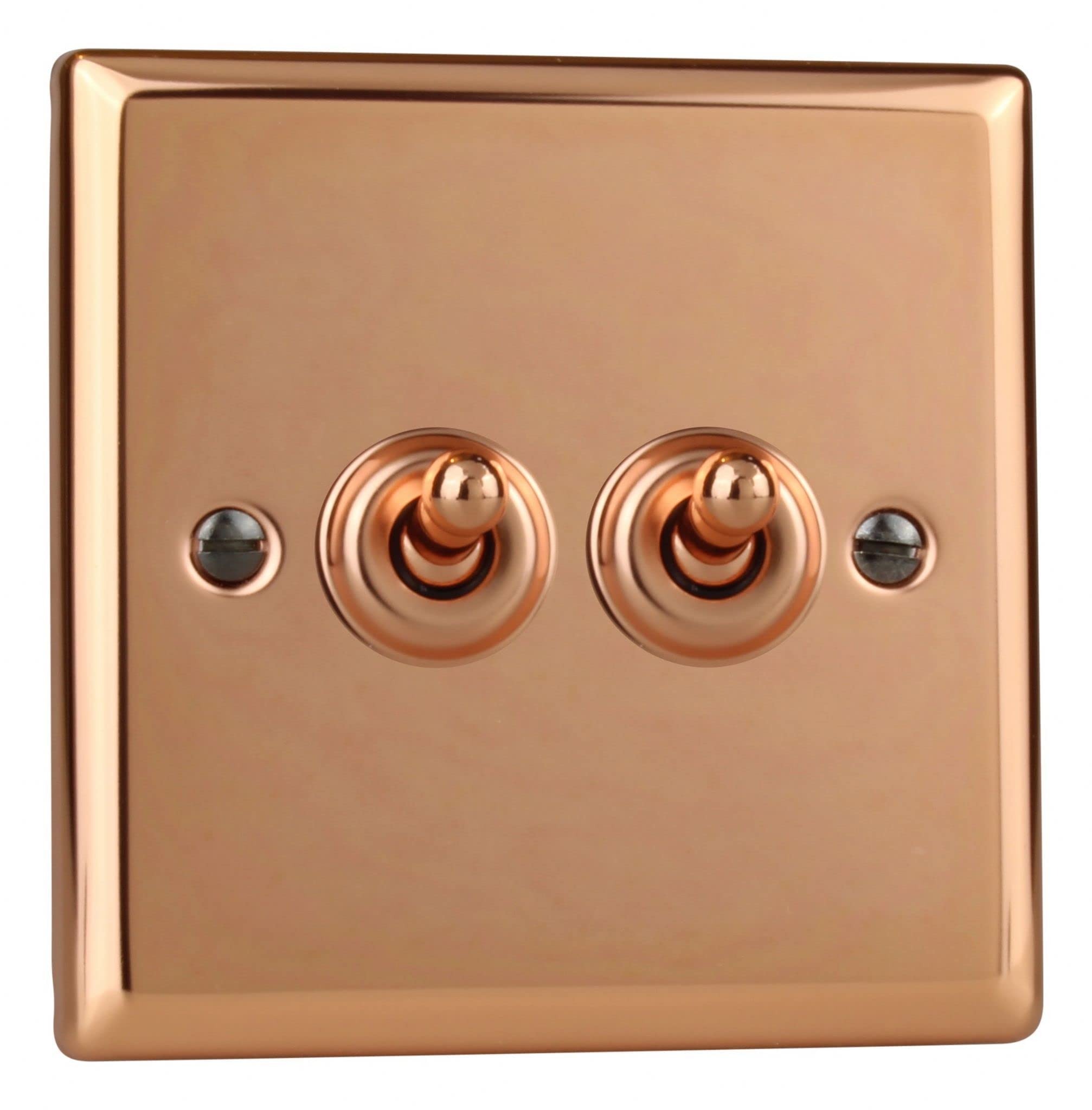 Varilight 2-Gang 10A 1- or 2-Way Toggle Switch Polished Copper
