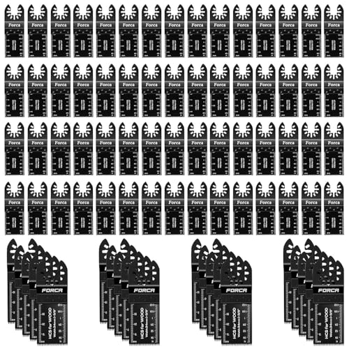 FORCA Multi Tool Blades Kits, 105pcs Universal Oscillating Tools Saw Blades for Wood, Fine Tooth Multitool Blades, Durable High Carbon Steel