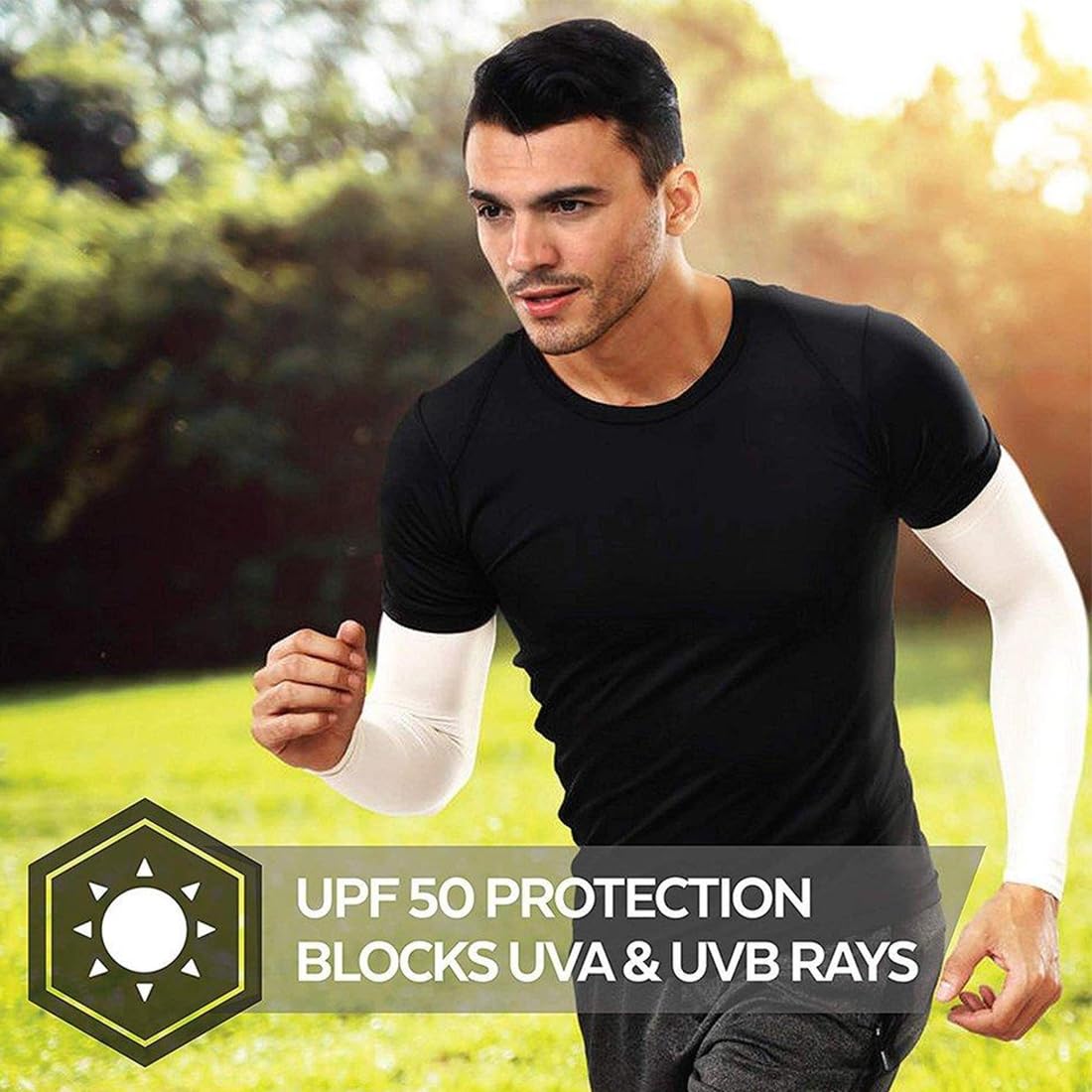 2 Paires Manchette Bras Femme Homme, Unisexe Soie Glacé Manche de Protection Solaire, pour Sport Running Golf Cyclisme