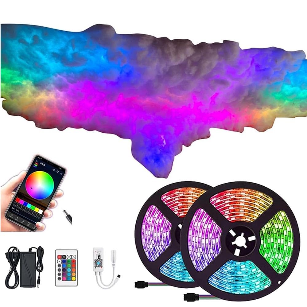 Lámpara de Nube de Trueno Creativa de Bricolaje, Luces de Nube 3D con Tira de luz LED y algodón, luz LED de Nube de Trueno 3D, lámpara de Pared de Nube de Techo para Sala de Juegos (10m)