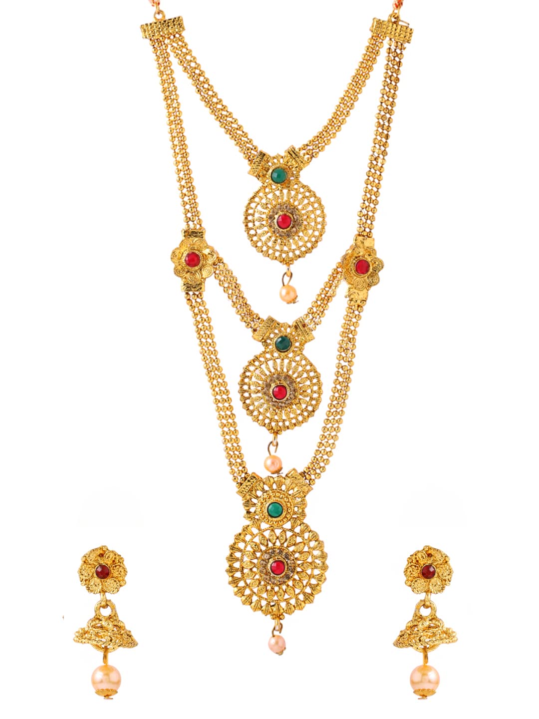Yellow Chimes Traditional Jewellery Set for Women Temple Jewellery Set Layered Jewelry Set Gold Plated Ethnic Necklace Set for Women and Girls (B09MTN1PNV) Amazon Price History, Amazon Price Tracker