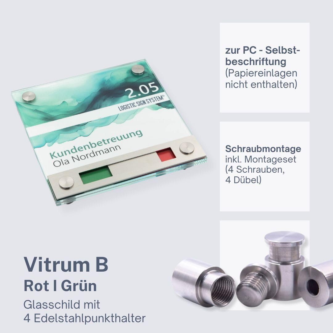 Türschild VITRUM 150/150 mit Rot/Grün-Anzeige
