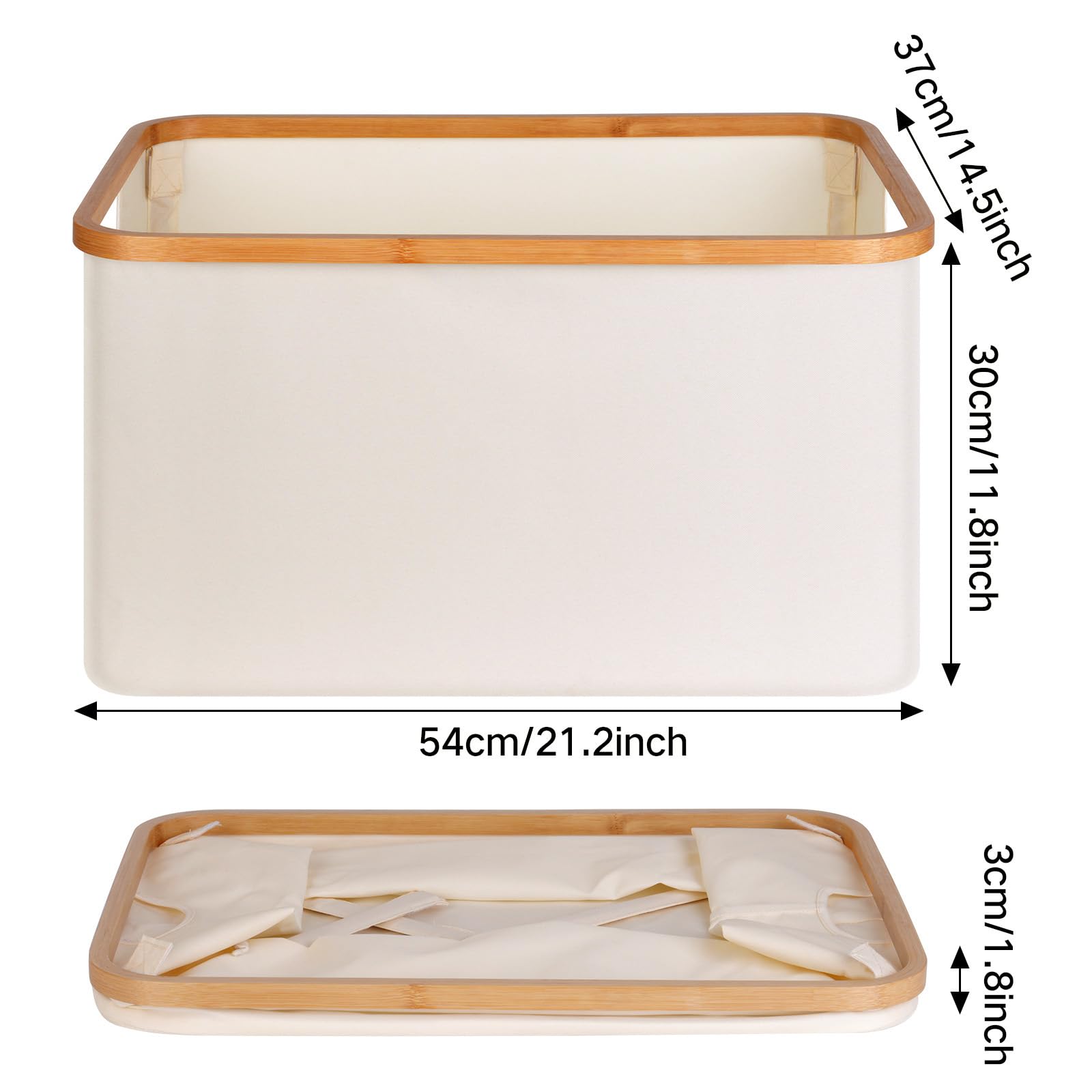 efluky Panier à Linge Pliable 60L, Tissu Bambou Panier de Rangement Pliable, Rangement Panier à Linge, Laundry Baskets pour Chambre à Coucher Salle de Bain (Beige)