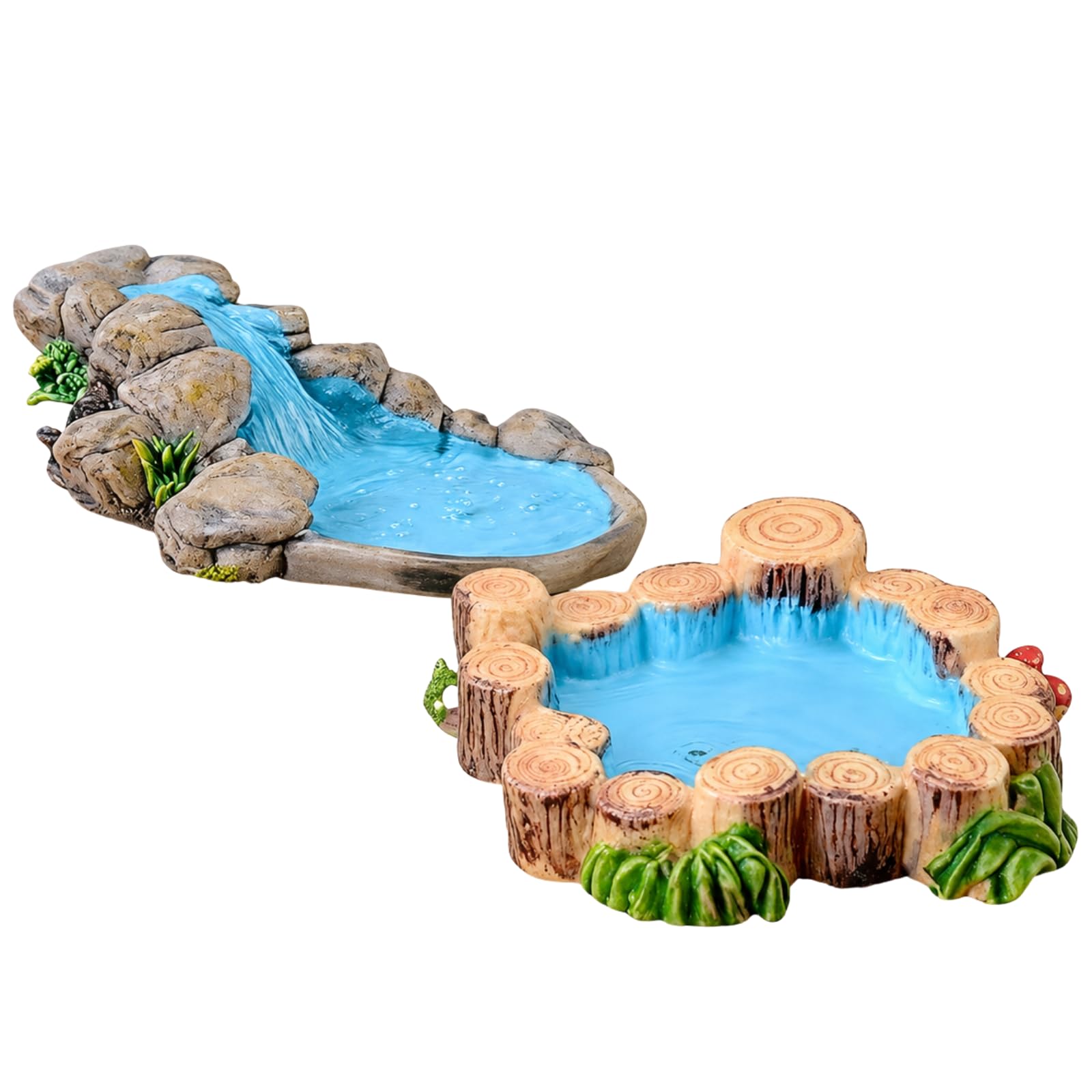 CXZDR 2Pcs Miniature Garden Pond Set for Fairy Gardens and Dolls Houses