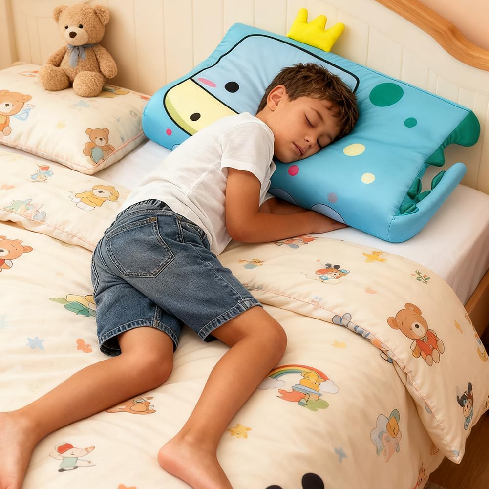 RANJIMA Schlummerkids poduszka dziecięca z pamięcią kształtu, ergonomiczna, oddychająca, hipopotam