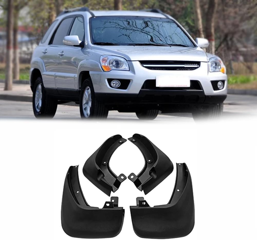 ZHMYDY 4 Pcs Car Mud Flaps for Kia Sportage 2004 2005 2006 2007, Mudflaps Strong Toughness Baffle Protection All Weather Protector Easy Installation Waterproof Easy Install Guard Mudguards Parts