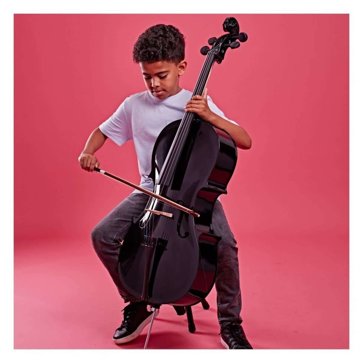 Gear4music Strumento per violoncello 1/2 misura per principianti Nero